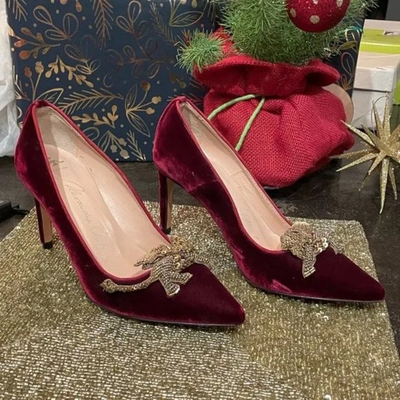 Alexandra Voltan Shoes - Burgundy Velvet Pumps